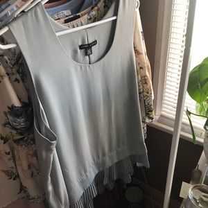 Grey Sleeveless Top with Ruffle Detail